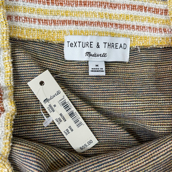 Madewell Tank Top Yellow Striped Sleeveless Shirt Tie Front texture thread NWT - Picture 11 of 13